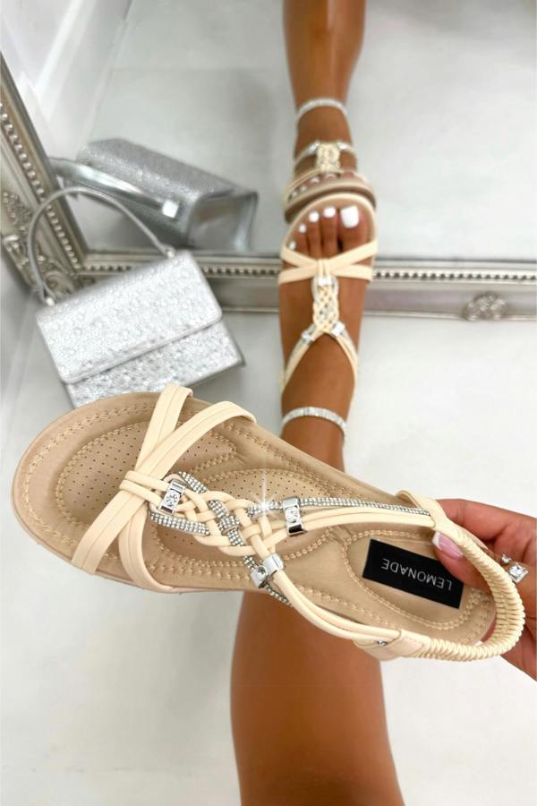 Love Lemonade Crystal Endless Summer Sandals Nude