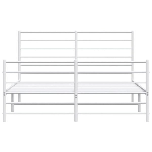 Berkfield Metal Bed Frame with Headboard and Footboard White 120x190 cm 4FT Small Double