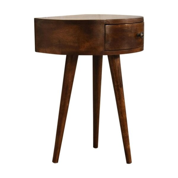 Wyld Haus Collioure Chestnut Mango Wood Semi Circle Bedside Table with Drawer