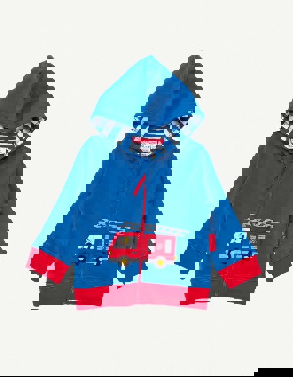 Organic Fire Engine Applique Hoodie - Toby Tiger