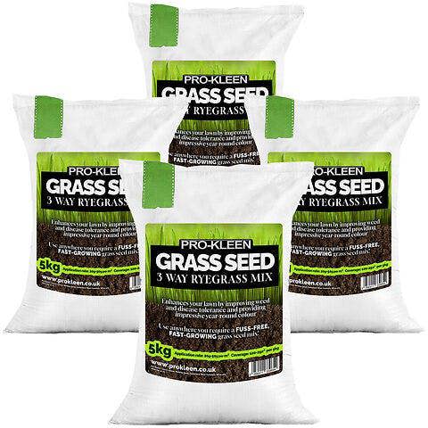 ProKleen Pro-Kleen Grass Seed 3 Way Ryegrass Mix 20kg Premium Lawn Seed Hard Wearing Fast Germination