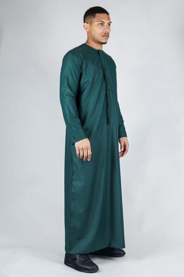 Infinity Leather Men's Thobe Emirati Islamic Jubba Robe Eid Tassel Regular Fit