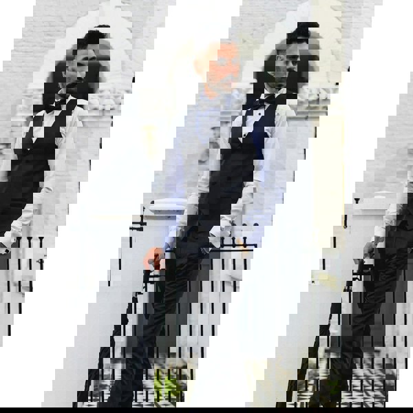 TruClothing Men's Black Satin Double Breasted Waistcoat Black Tie Dinner Vest