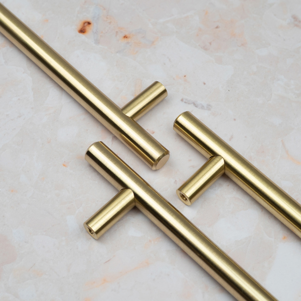 Handle & Home Satin Brass T-Bar Handles & Coordinating T-Bar Knob