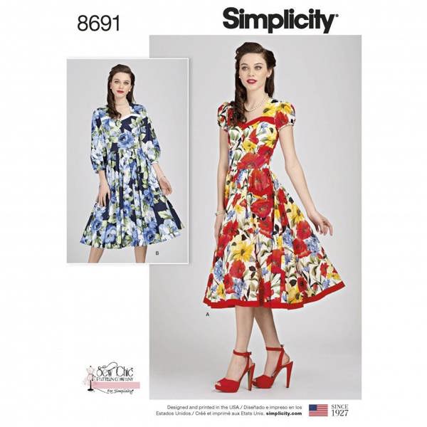 Simplicity Sewing Pattern 8691, Dresses for Women, H5 (6-8-10-12-14) - Intermediate