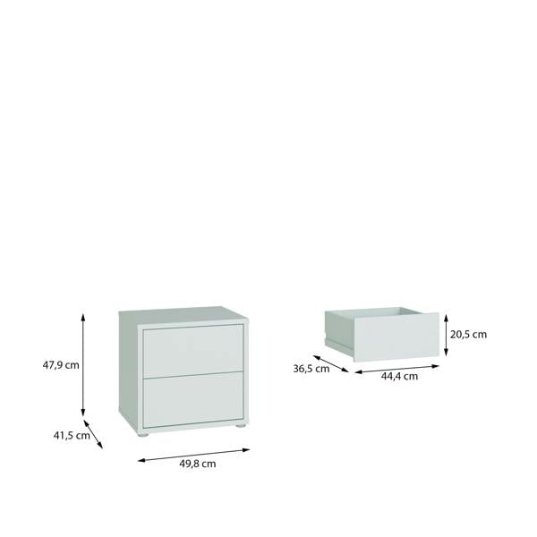 Furniture To Go Alice Springs Low Bedside Cabinet with 2 Drawers Push-to-Open in Light Grey
