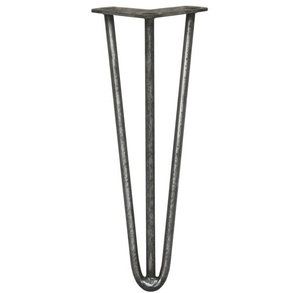 SkiSki 4 x 14" Hairpin Legs - 3 Prong - 12mm - Raw Steel