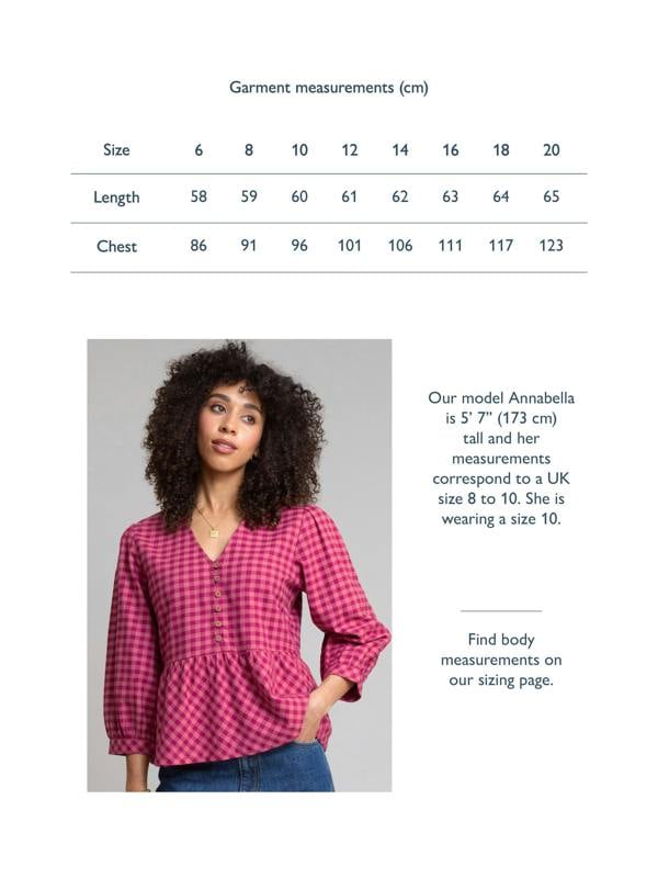 Kite Womens Organic Damson Check Worgret Flannel Blouse
