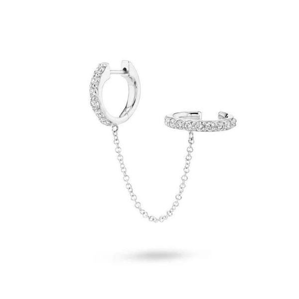 Gold Trip Chain Link Ear Cuff Single Huggie Earring