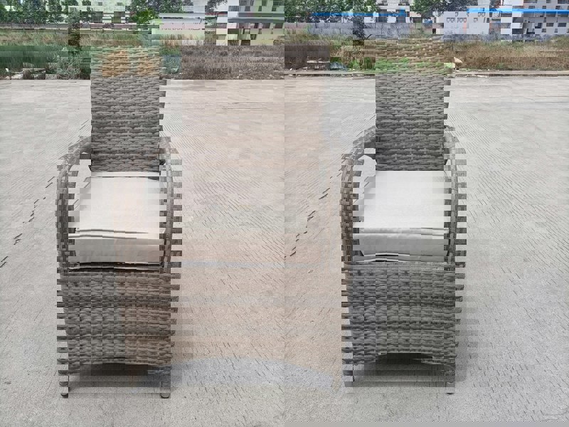 Furniture One 5 PCS Rattan Garden Furniture Dining Set | 4 Seater Patio Round Tempered Glass Dining Table Set| NO ASSEMBLY & ALUMINIUM FRAME