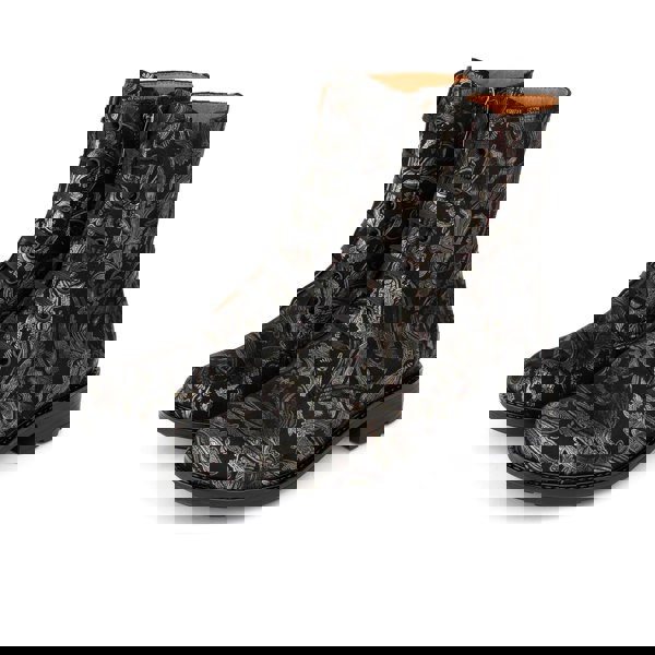 Embassy London Laviva High - Black & Gold & Burgundy - Women's wide fitted leather higher ankle boot wool lined