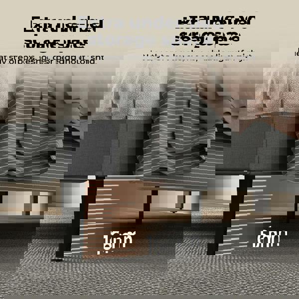 Levede Bed Frame Double Upholstered Linen Fabric Soft Foam Headboard Wooden Grey