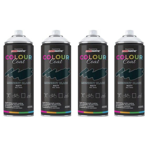 Colour Coat 4X Midnight Black RAL 9005 Matt Spray Paint 400ml