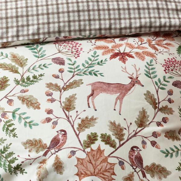 Catherine Lansfield Woodland Stag So Soft Reversible Duvet Cover Set Cream