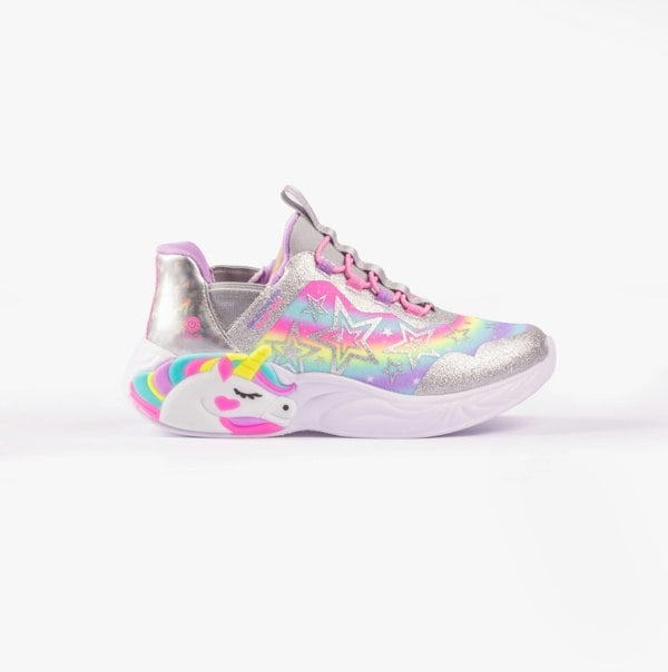 Skechers 302296L/SMLT UNICORN DREAMS - STARRY LITE Girls Trainers Silver Multi