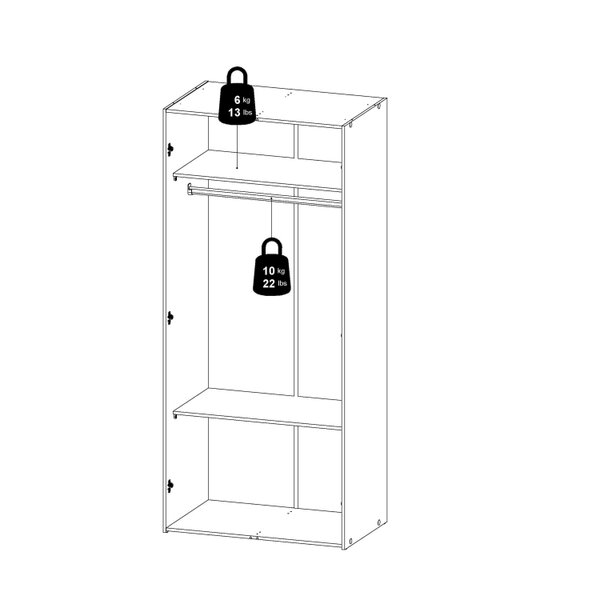 Wyld Haus Munich White Wooden Wardrobe 2 Doors and 3 Shelves