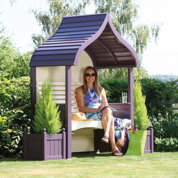 AFK Wooden Garden Arbour 'Orchard' In Lavender and Cream