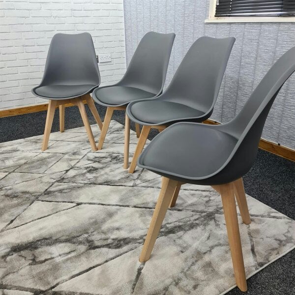 Kosy Koala Dining Chairs Set of 4 Grey Leather Kitchen Table