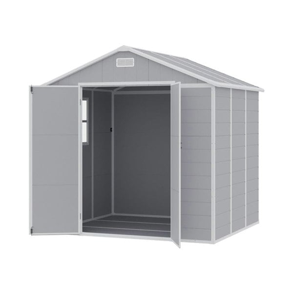 8x6ft Outdoor Apex Roof Plastic Tool Shed with Dual-door (Ver.2) Living and Home