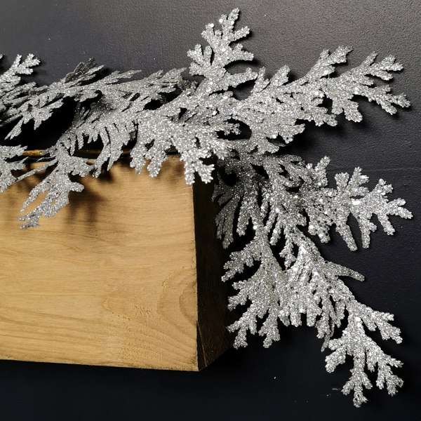 Samuel Alexander 1.8m Silver Glitter Cedar Leaf Garland Christmas Decoration