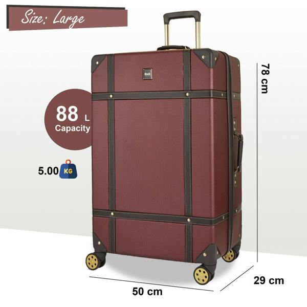 Rock Luggage Vintage Hard Shell Luggage Trunk Suitcase Set