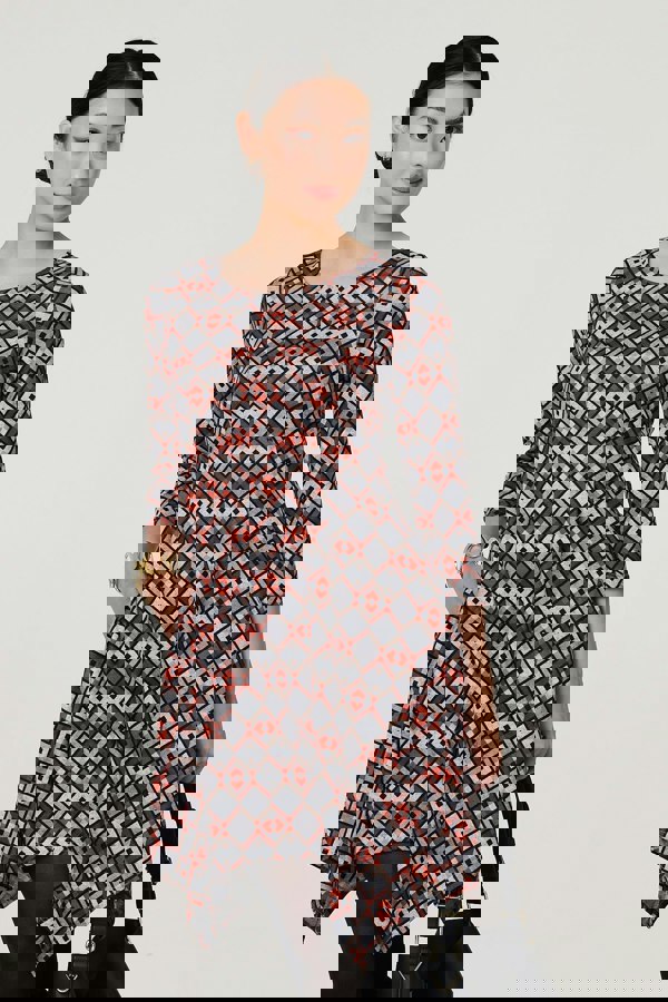 Orange | Geo Print Hanky Hem Jumper Dress