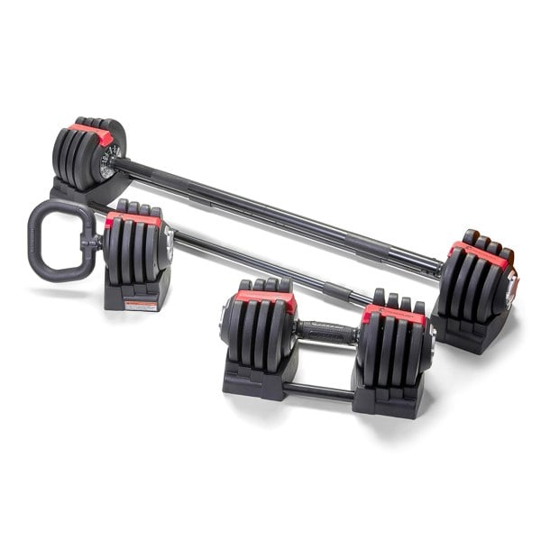 Strongology ELEMENT SET Home Fitness Black/Red Adjustable Smart Barbell/Dumbbell/Kettlebell from 2kg up to 19kg Training Weights