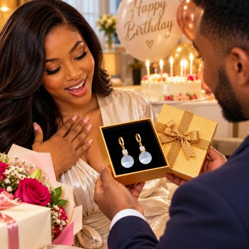 smartbies Luxury Gold Drop Earrings for Women - Gift Box – Sparkling Crystal Floral Earrings, Elegant Statement Jewellery Gift for Her