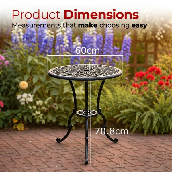 Centurion Supports VIVALDI Black Garden & Patio Cast Aluminium Bistro Table