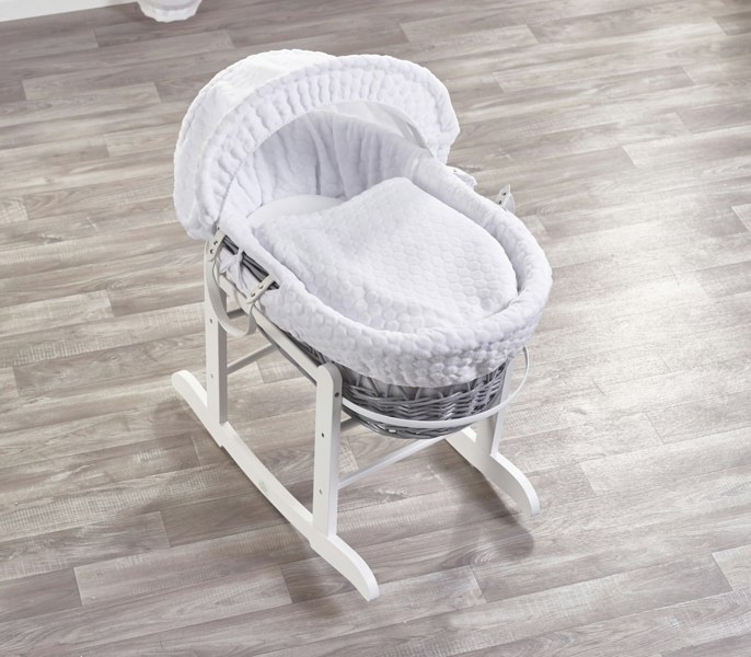 Kinder Valley White Honeycomb Grey Wicker Moses Basket