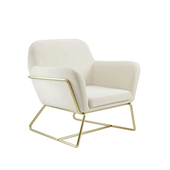 Wyld Haus Marselle Cream Velvet Upholstered Armchair Gold Legs