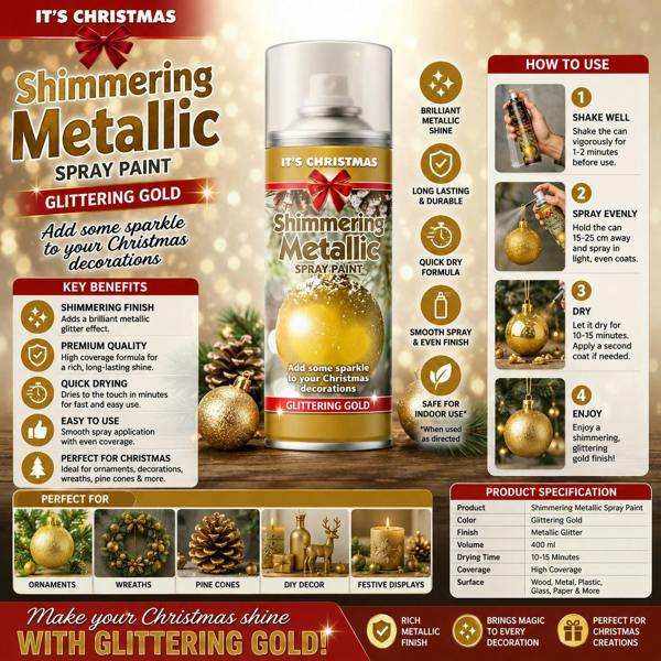Rapide 2X - Rapide Christmas Metallic Gold 200ml Spray Paint