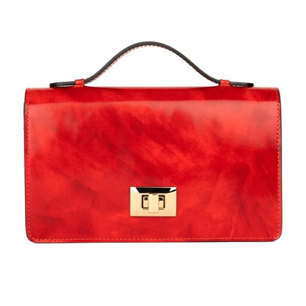 Embassy London Envy - Red - Women's leather flap clutch bag with strap