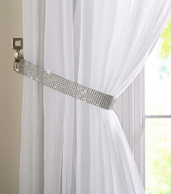 Glitter Tie Back Pair Silver