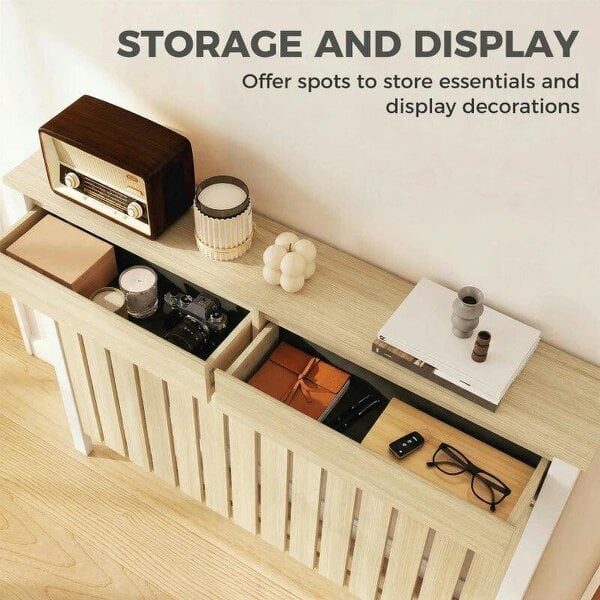 93 x 119cm Rustic-Look Radiator Cover - Oak