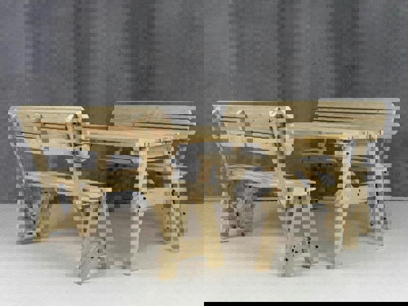 Victoria Space-Saving Rounded Picnic Table and Benches Set with Backrest – Wooden Outdoor Dining Set for Gardens and Patios