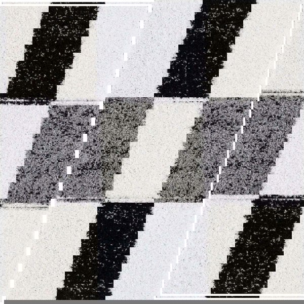 Geometric Design Thick Shaggy Area Rugs Grey