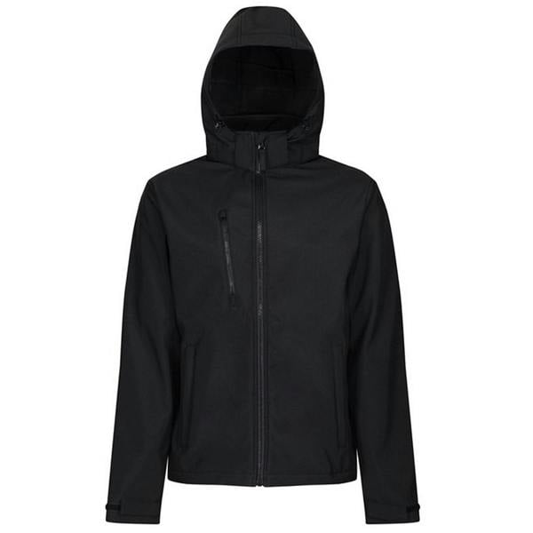 Regatta Mens Venturer Hooded Soft Shell Jacket - Black/Black - 