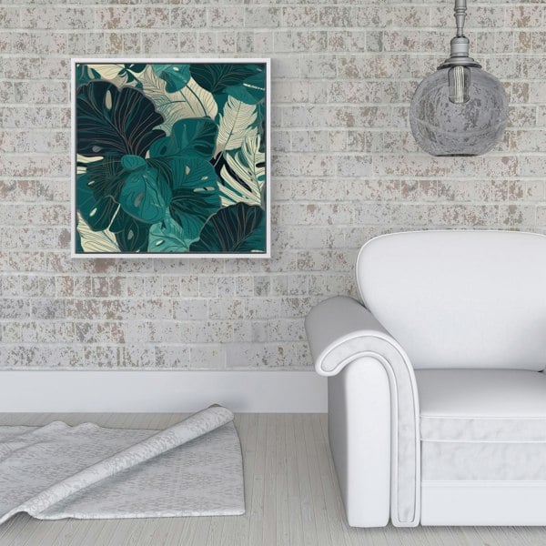 Warren Reed Tropical Green Leaves Framed Canvas