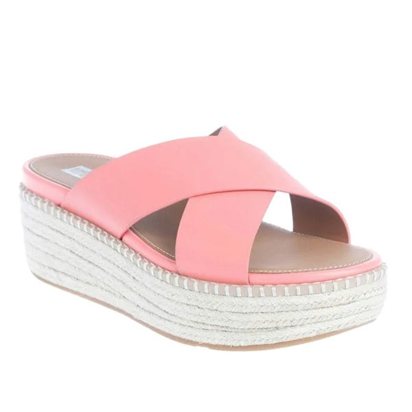 FitFlop Womens/Ladies Eloise Espadrille Cross Leather Wedge Heel Sandals - Coral