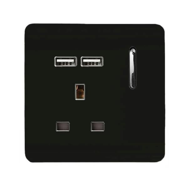 Trendi Switch 1 Gang USB 2100mA Plug Socket in Piano Black