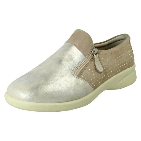 Padders Ladies Padders Leather Dual Zip Removable Insole Casual Shoes Repearl