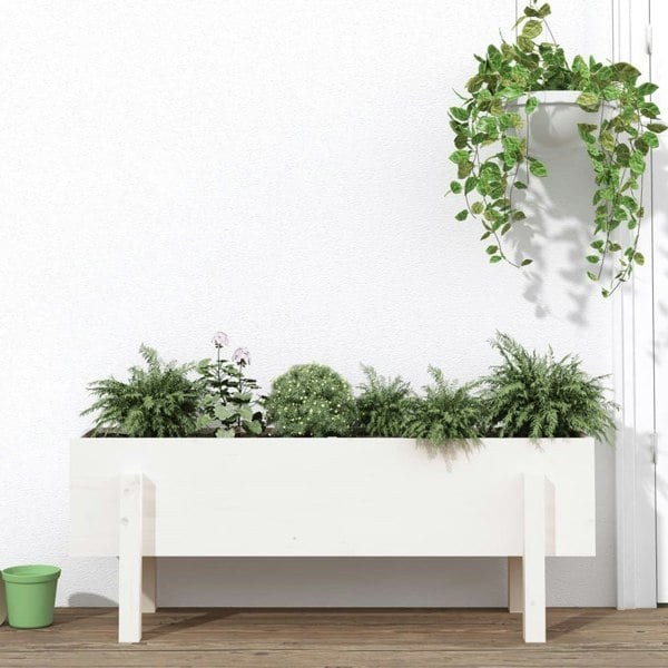 Berkfield Garden Raised Bed White 101x30x38 cm Solid Wood Pine