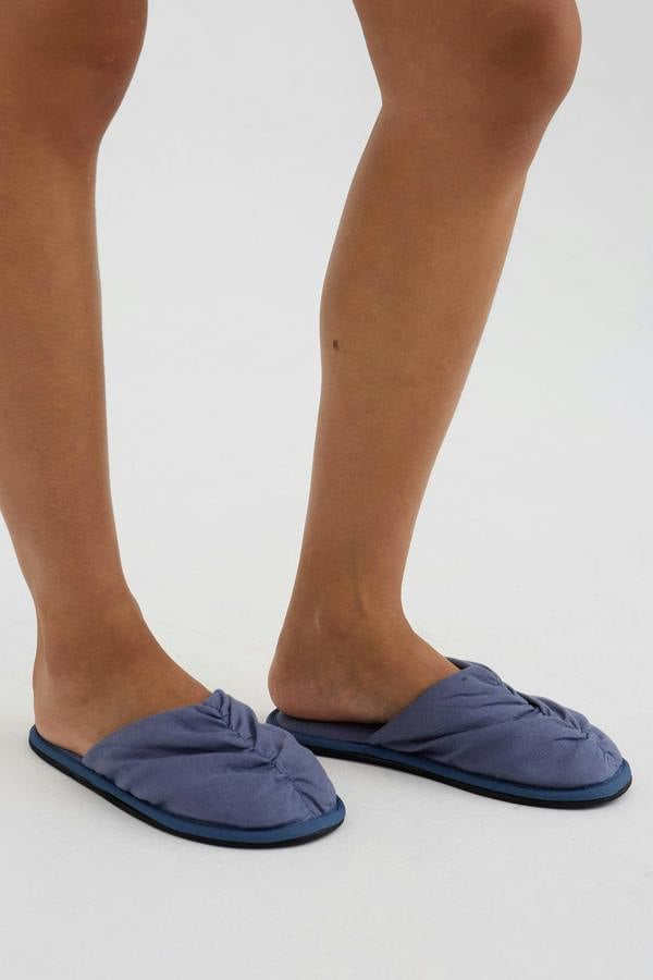 Pretty You London Linen Mule In Folkestone Grey