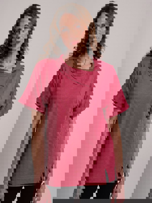 VIZ-A-VIZ Split Drape Neck Top