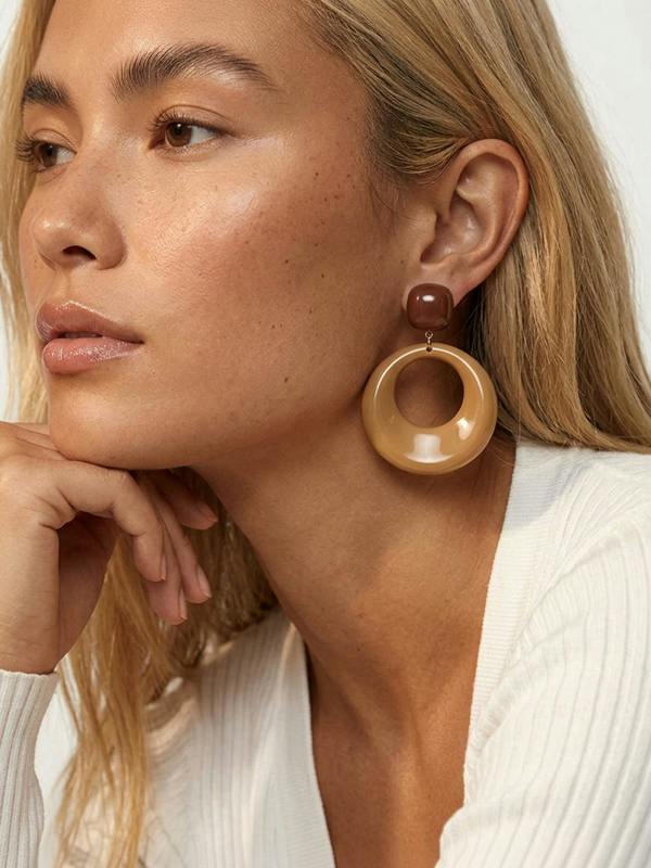 MUCHV Brown Double Hoop Drop Earrings