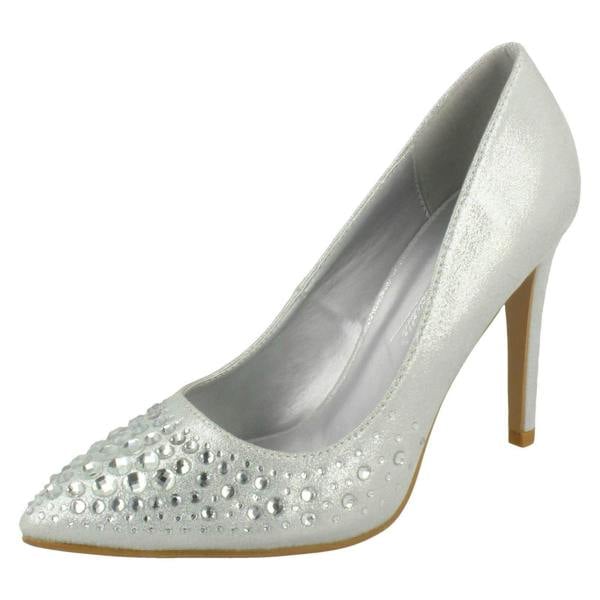Spot On Ladies Spot On Diamante Court Shoes F90061