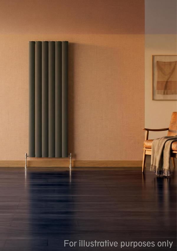MYHOMEWARE 407mm x 1800mm Double Aluminium Panel Radiator in Anthracite Grey - Model Diva - Wall-mounted