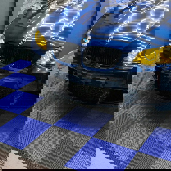 Monstershop Vented Garage Floor Tiles With Edges – 60 Grey & 60 Blue