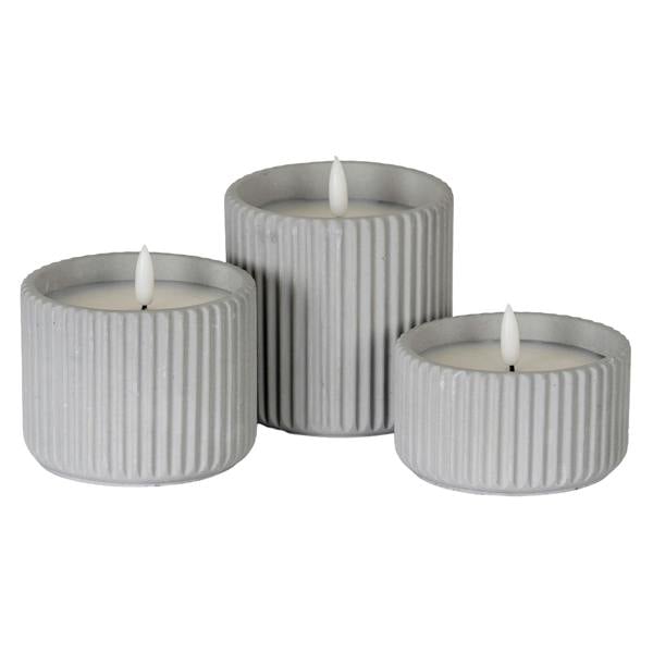 Luxe Collection Natural Glow Chalk Ribbed Small Led Candle